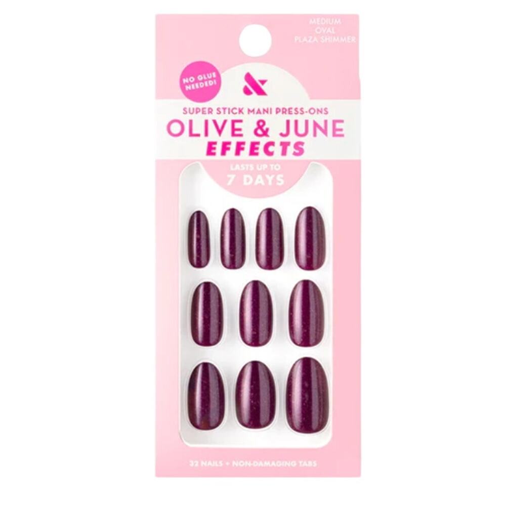 Olive and June Press-on Nails-Plaza Shimmer -Oval-Medium-No Glue Needed-New!